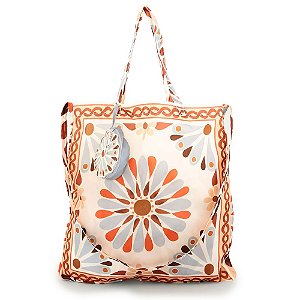 Bolsinha Farm Me Leva Florejo Off White Bege Azul Marrom
