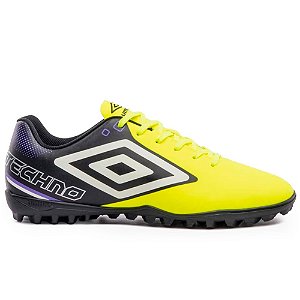 Chuteira Umbro Society Techno II Infantil Preto e Amarelo