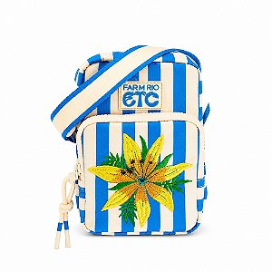 Bolsa Farm Gema Lenço Solar Listras Azul e Off White