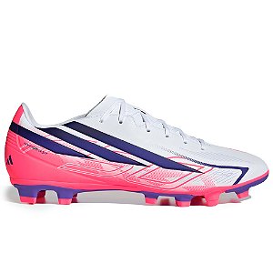 Chuteira Adidas Campo F50 Hyperfast Masculino Branco, Rosa e Roxo