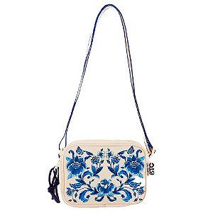 Bolsa Farm Chamego Porcelain Off White e Azul