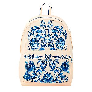 Mini Mochila Farm Borogodó Porcelain Off White e Azul