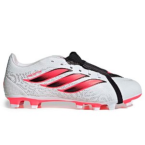 Chuteira Adidas Campo Predator Club FG MG Branco, Preto e Rosa