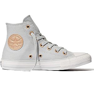 Tênis Converse All Star Chuck Taylor Cano Alto Cinza e Amêndoa