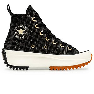 Tênis Converse All Star Run Star Hike Seasonal Cano Alto Preto e Ouro Claro