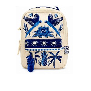 Mini Mochila Farm Borogodó Tropical ETC Off White e Azul