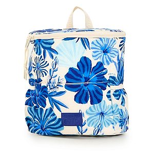 Mochila Farm Cooler Hibisco do Mar Off White e Azul