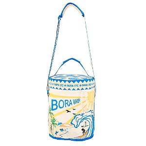 Cooler Farm Farofa Bora Viver Off White e Azul e Amarelo