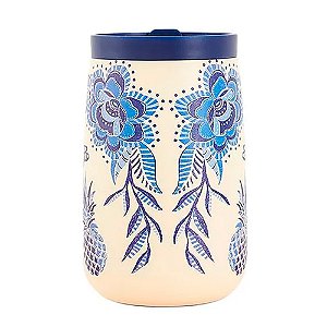 Copo Farm Que Sede 450ml Tropical ETC Off White e Azul