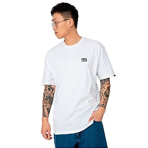 Camisa Vans Left Chest Logo Masculina Branco Preto