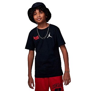 Camisa Jordan Wavy Motion Jumpman Infantil Preto Vermelho