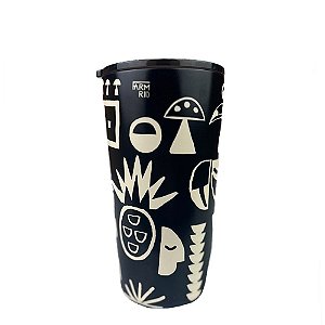 Copo Farm Térmico Glub Lenço Tropicano 500ML Preto Branco