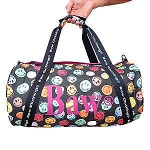Bolsa Baw Duffle Watercolor Smiley Feminina Preto Colors
