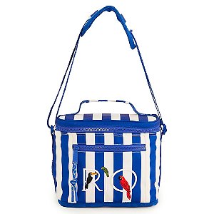 Mini Cooler Farm Farofa Listra Off White/Azul