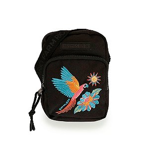 Bolsa Farm Da Gema Samba das Araras Preto/Azul/Laranja