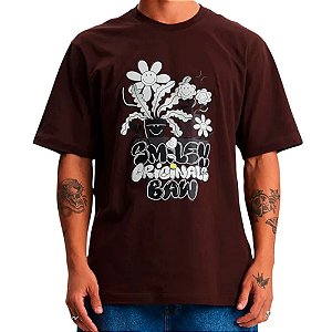 Camiseta BAW Regular Flowers BAW x Smiley Unissex Marrom