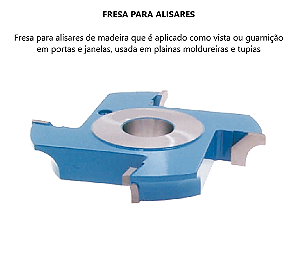 Fresa para Alisares de Madeira - Ferramenta Profissional
