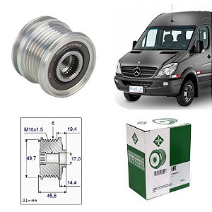 535016810 Polia Alternador 12V 220A 6Pk Roda Livre Mb Sprinter 415 515 516 Om651 12/.. Ina