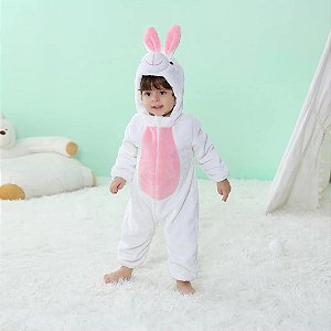 Macacão Infantil Coelho Branco – Conforto e Fofura para Bebês 0 a 2 Anos