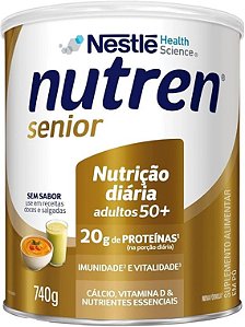 Nutren Senior - Suplemento Alimentar, sem sabor em pó, 740g Marca	Nutren Sabor	Sem sabor Tipo de suplemento primário	Proteína, Vitaminas e Minerais Contagem de unidades	1 Unidade Forma do produto	Pó Peso do produto	740 Gramas Dimensões do item C x L x A	1