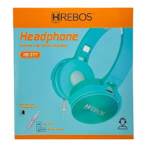 Fone Hrebos Headphone Com Fio Controle E Microfone Integrado HS-377 (FONHS377AZU