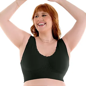 Sutiã Zee Rucci Top com Renda Macia e Bojo Removível sem Costura