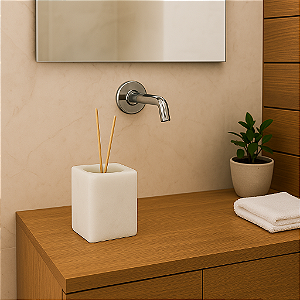 Porta Escova e Lápis em Mármore Bianco - Elegância para Seu Ambiente