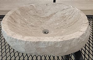 Cuba Rústica De Pedra Mármore Bege Bahia 40cm – Luxo, Estilo e Exclusividade no Seu Banheiro