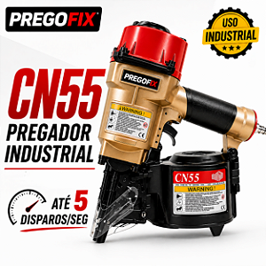 Pregador Pneumático CN55 PREGOFIX Para Pregos em Rolo 2.1 a 2.3 mm 25 a 50 mm Alta Performance Industrial