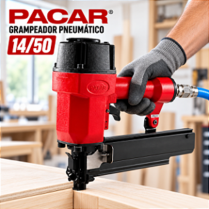 Grampeador Pneumático Pacar 14/50 Profissional Industrial Estofaria Madeira Alta Potência