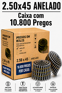 Prego em rolo 2.30x45 anelado - 10,8 mil
