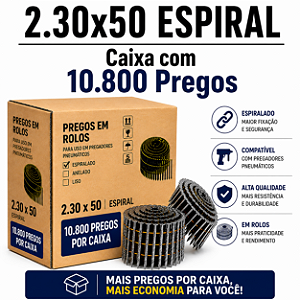Prego em rolo 2.30x50 espiral - 10,8 mil