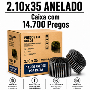 Prego em rolo 2.10x35 anelado 14.700 PREGOS