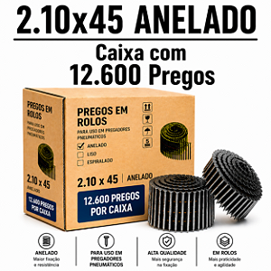 Prego em rolo 2.10x45 anelado - 12,6 mil