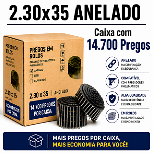 Prego em rolo 2.30x35 anelado - 14,7 mil
