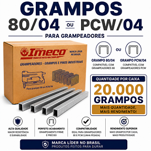 Grampo 80/04 ou PCW/04 - caixa c/ 20.000 grampos