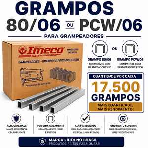 Grampo 80/06 ou PCW/06 - caixa c/ 17.500 grampos