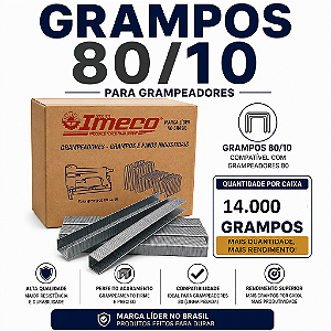 Grampo 80/10 ou PCW/10 - caixa c/ 14.000 grampos