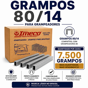 Grampo 80/14 - caixa c/ 7.500 grampos