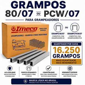 Grampo 80/07 ou PCW/07 - caixa c/ 16.250 grampos