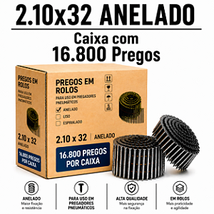 Prego em rolo 2.10x32 anelado - 16.800 PREGOS