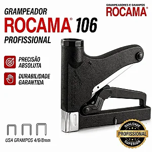 Grampeador Manual Rocama 106 Premium Profissional 4 6 8mm Estofaria Madeira Alta Resistência