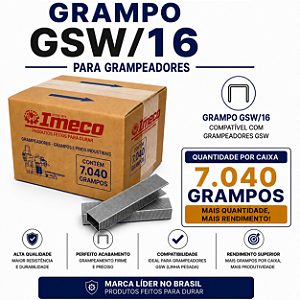 Grampo GSW 16- caixa c/ 7.040 mil grampos