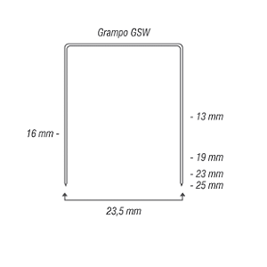 Grampo GSW 25 - caixa c/ 4,000 mil grampos