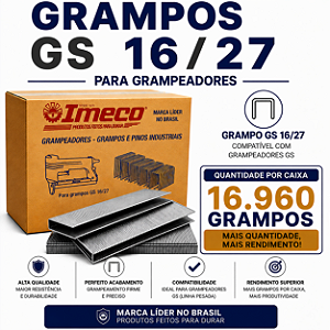 Grampo GS 16/27 - caixa c/ 16,960 mil grampos