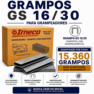 Grampo GS 16/30 - caixa c/ 15.360 mil grampos