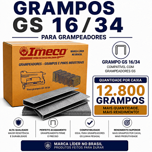 Grampo GS 16/34 - caixa c/ 12.800 mil grampos