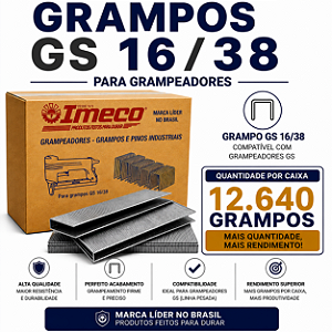 Grampo GS 16/38 - caixa c/ 12.640 mil grampos