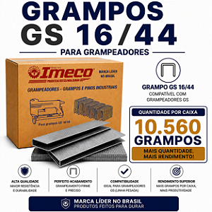 Grampo GS 16/44 - caixa c/ 10.560 mil grampos