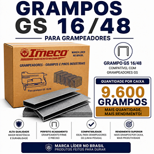 Grampo GS 16/48 - caixa c/ 9.600 mil grampos